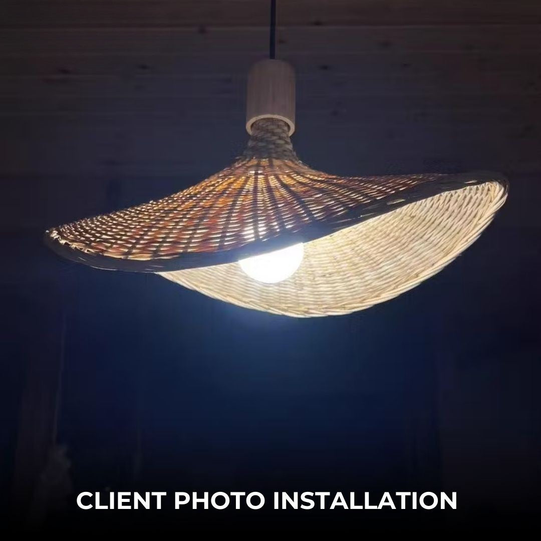 Rena Pendant Lamp | Hand-Knitted Bamboo, Cozy Glow