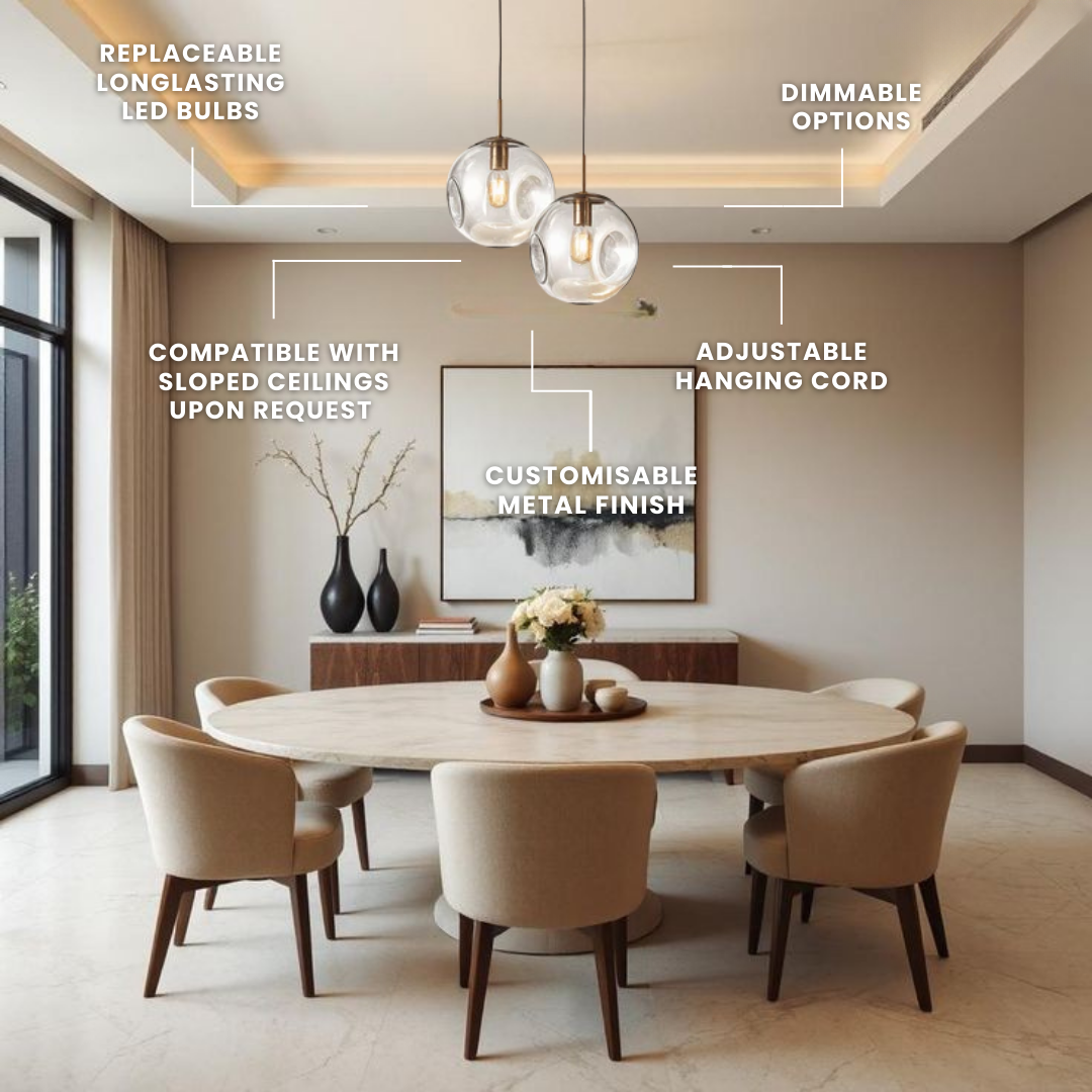 Savora Glass Pendant Light | Minimalist Design for Living Room Lighting
