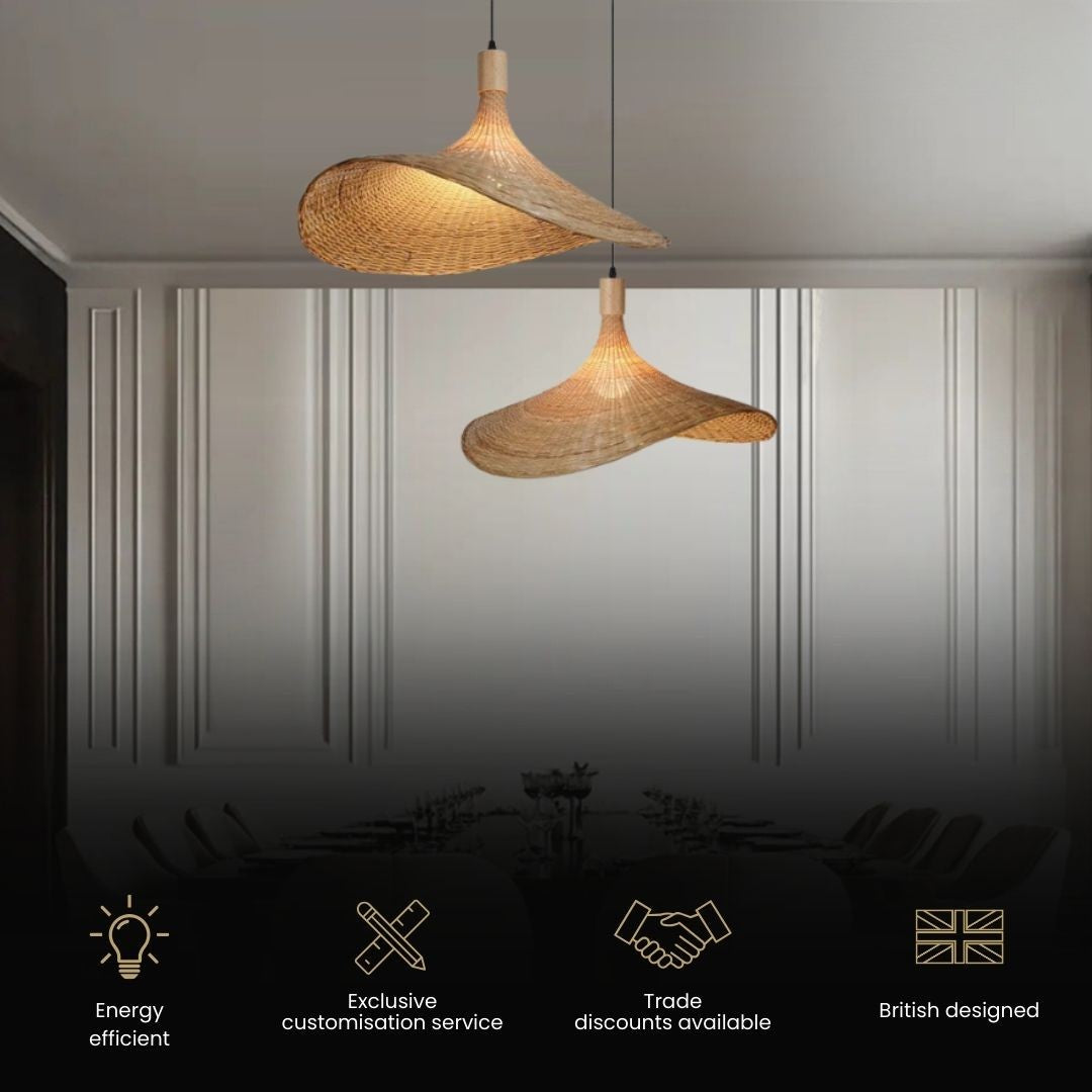 Rena Pendant Lamp | Hand-Knitted Bamboo, Cozy Glow