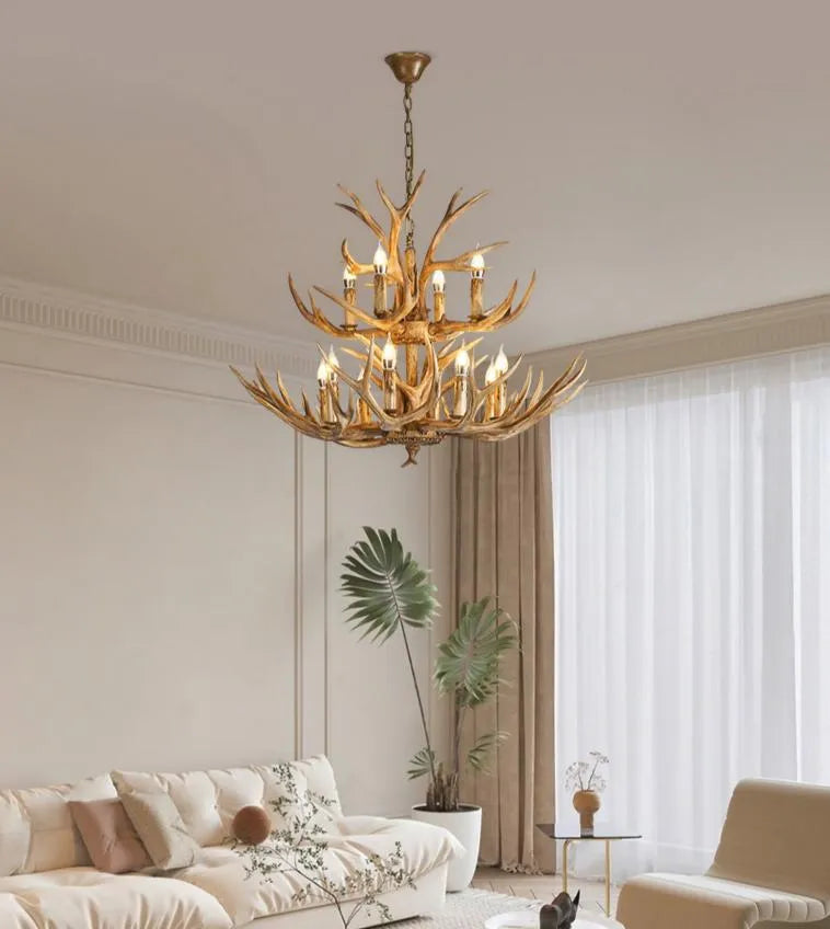 Alpine Antler Chandelier | Solid Wood, Dimmable LED Lighting for Dining Room 3