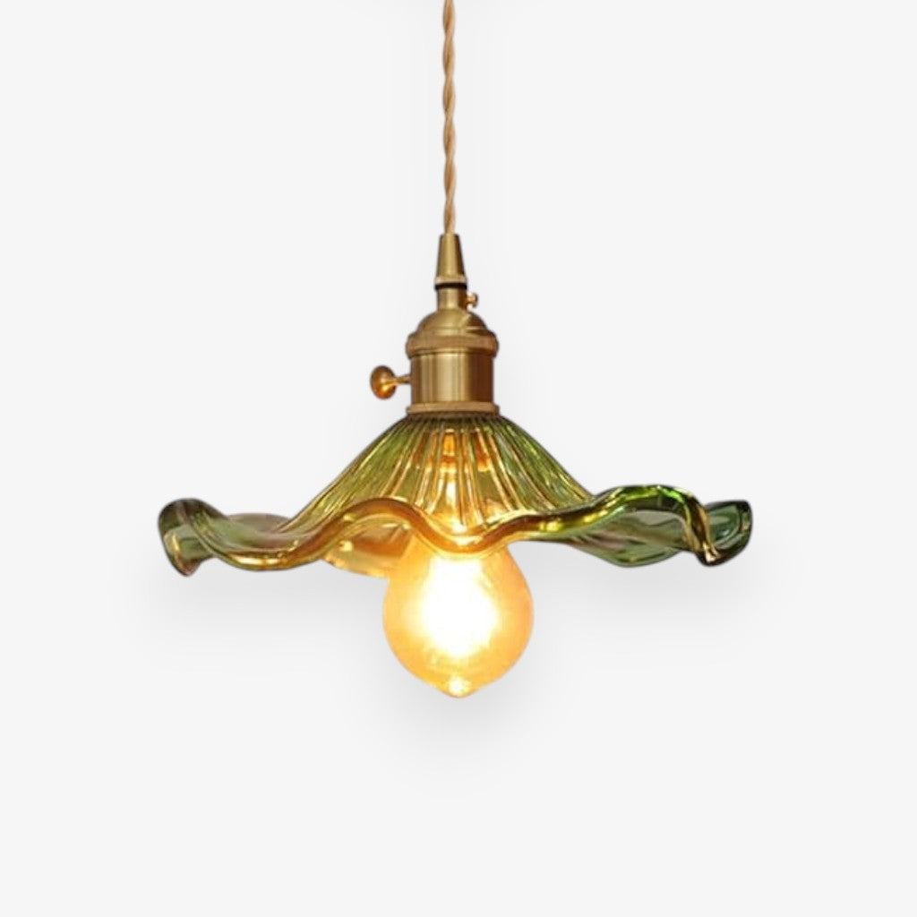 Amora Glass Pendant Light | Vintage Floral Design, Adjustable Hanging Fixture 0