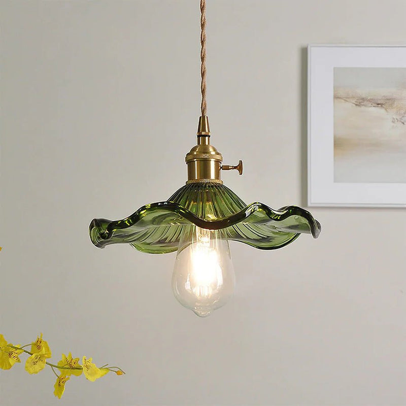 Amora Glass Pendant Light | Vintage Floral Design, Adjustable Hanging Fixture