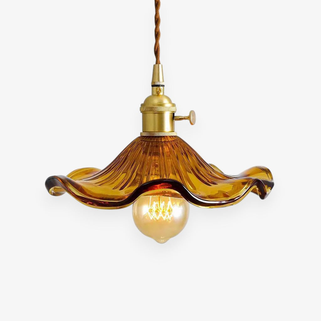 Amora Glass Pendant Light | Vintage Floral Design, Adjustable Hanging Fixture 10