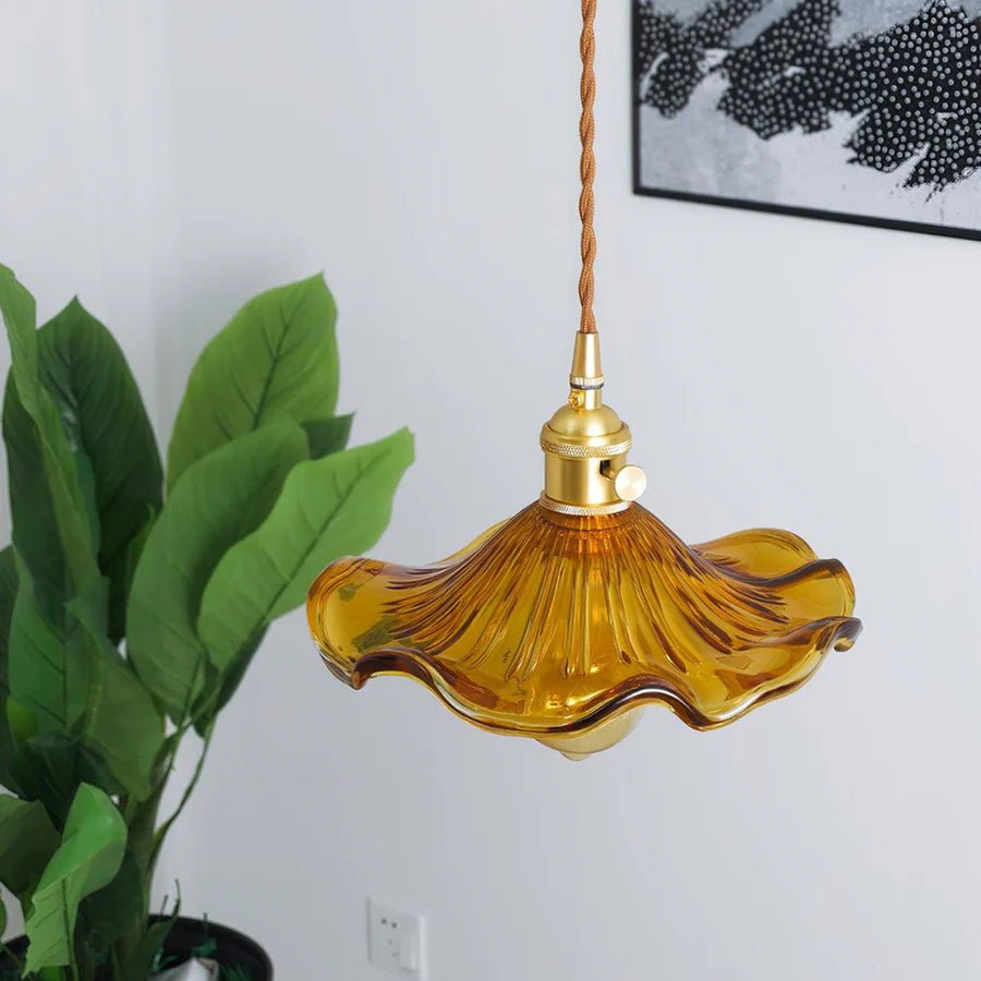Amora Glass Pendant Light | Vintage Floral Design, Adjustable Hanging Fixture 8