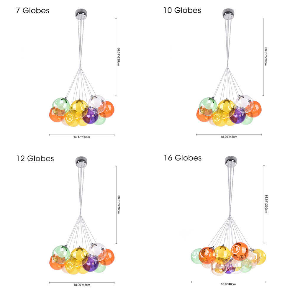 Clara Pendant Light | Multi-Color Glass Shades, Adjustable Height 5