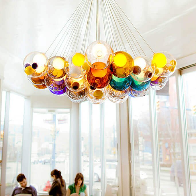 Clara Pendant Light | Multi-Color Glass Shades, Adjustable Height 7