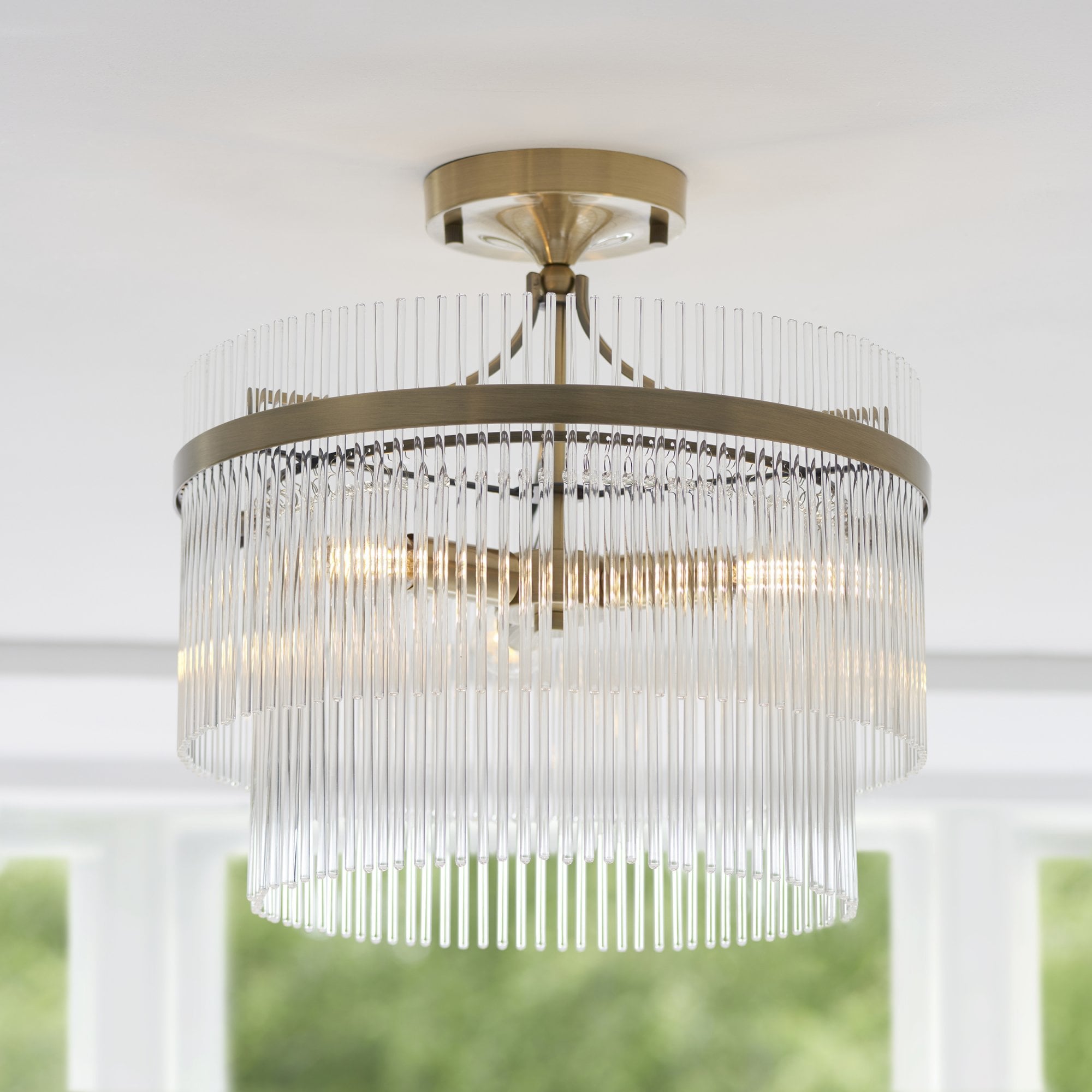 Elysian Marietta Light Fixture | Antique Brass, Clear Glass Flush Mount Ceiling Light 2