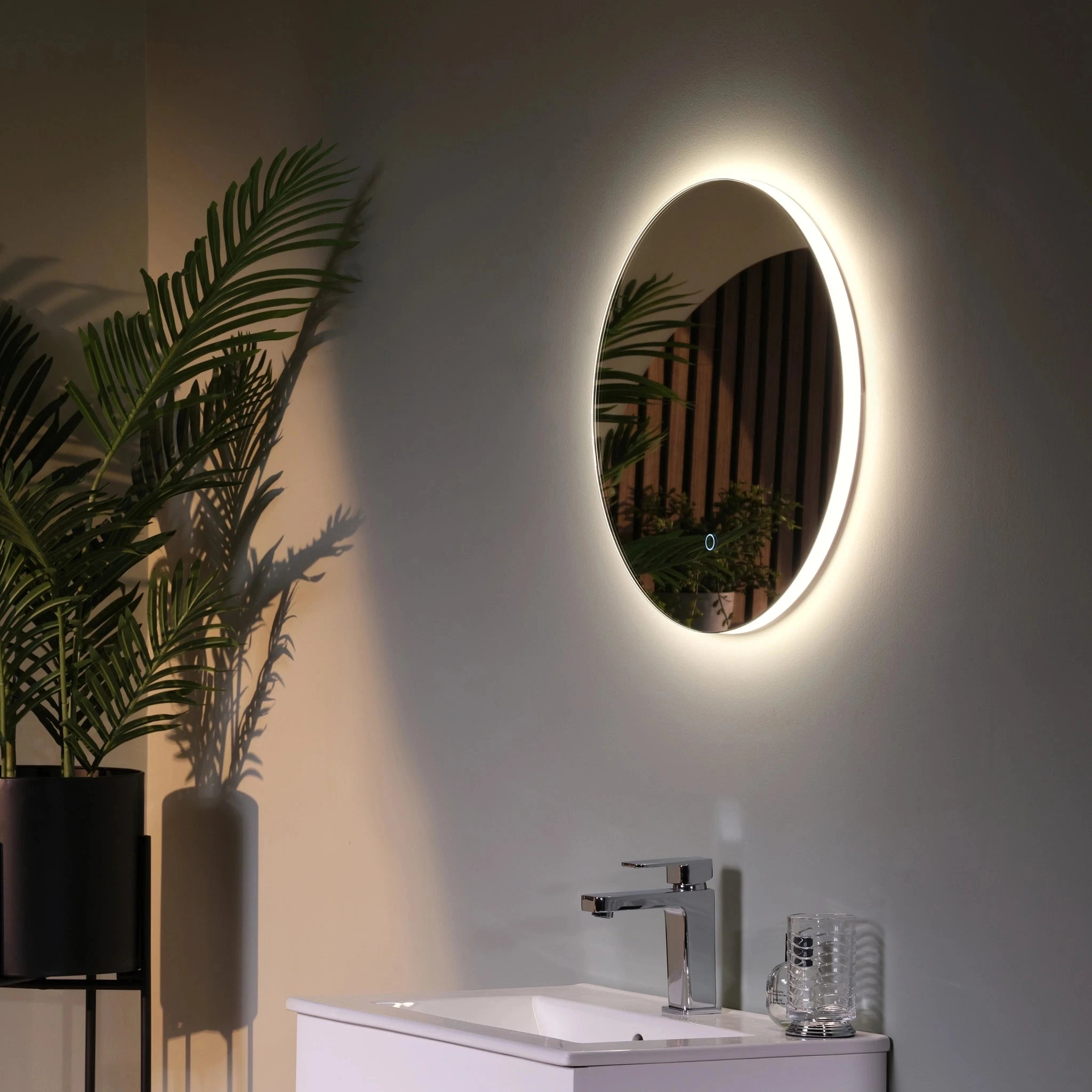 Halo LED Bathroom Mirror | Round, Backlit with Adjustable Lighting 0