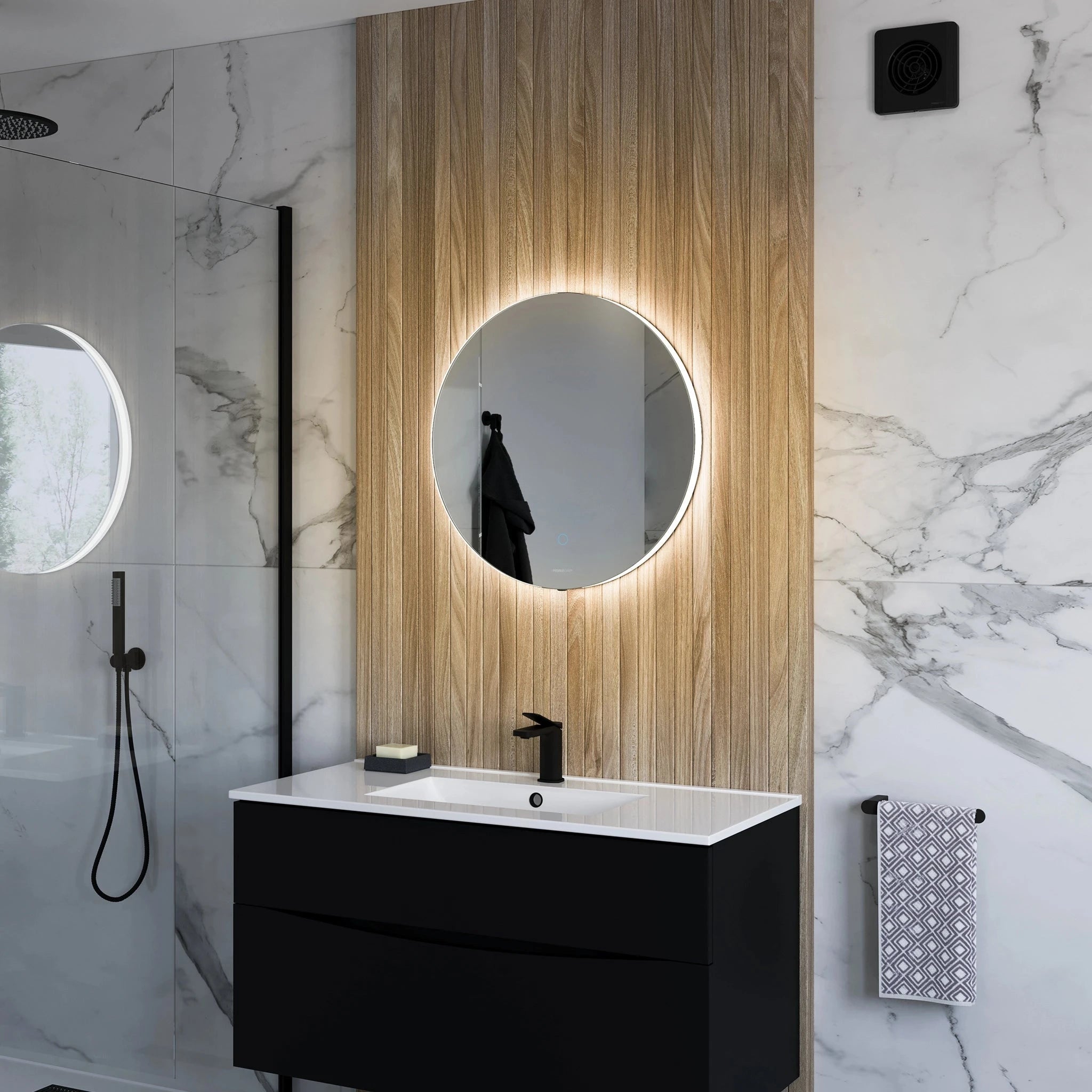Halo LED Bathroom Mirror | Round, Backlit with Adjustable Lighting 5