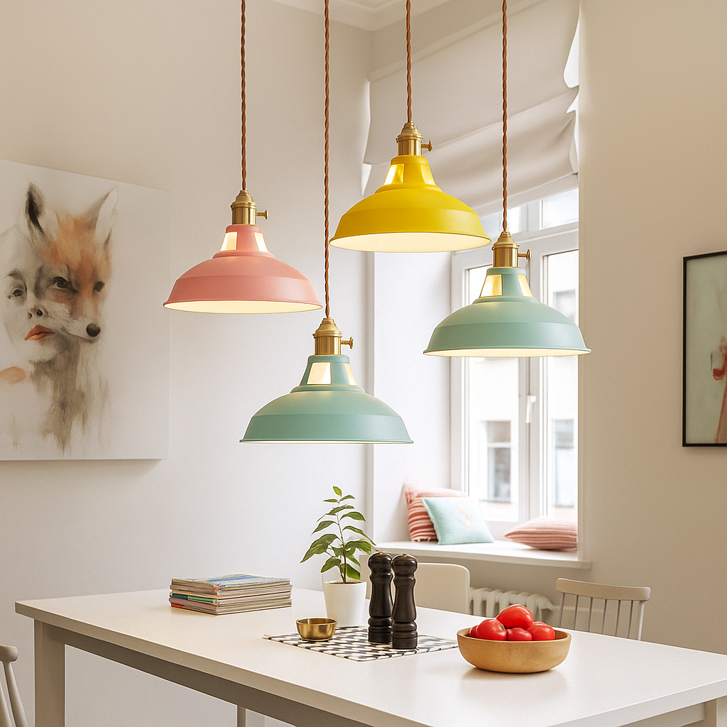 Indigo Pendant Light | Colourful Metal, Industrial Kitchen Island Lighting 3