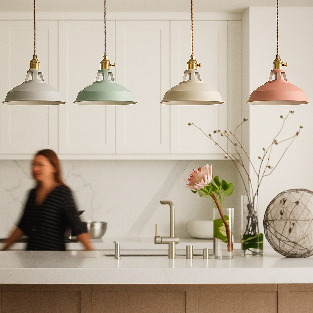 Indigo Pendant Light | Colourful Metal, Industrial Kitchen Island Lighting 6