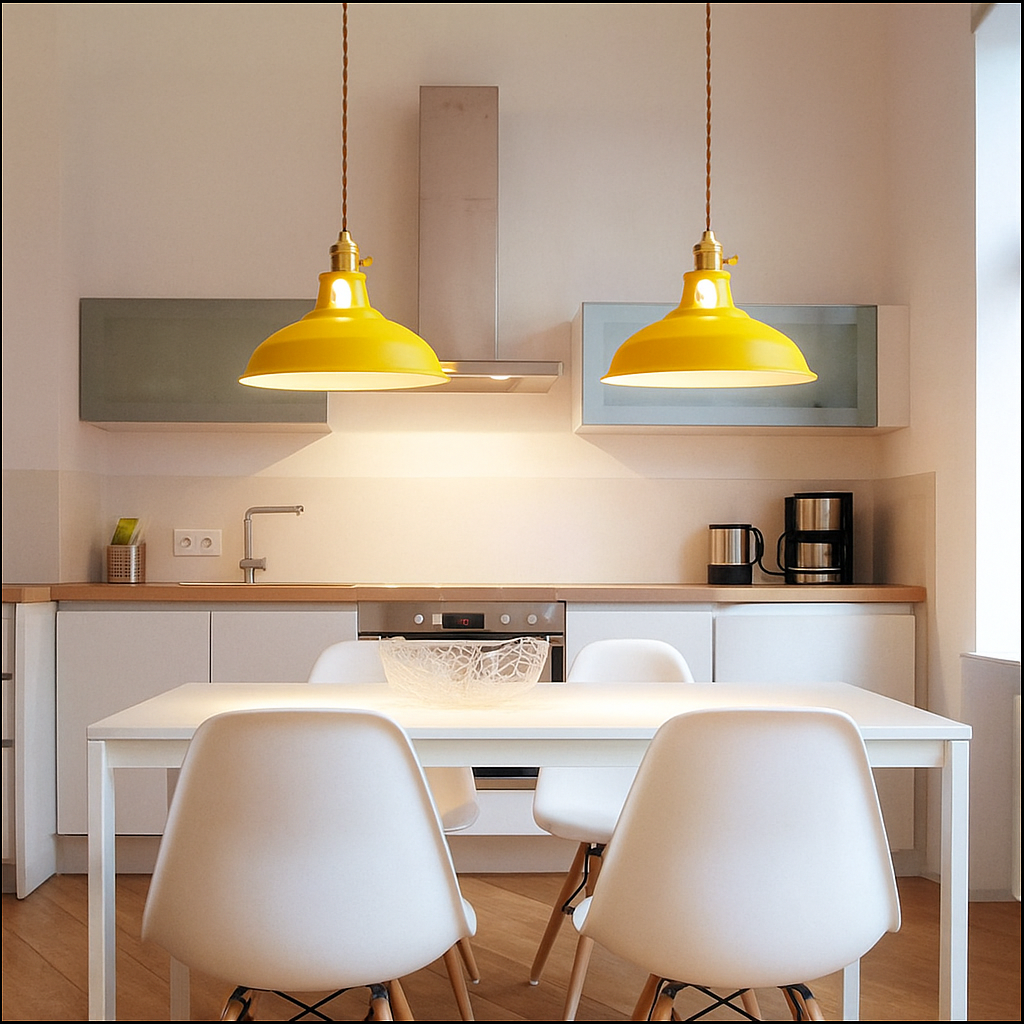 Indigo Pendant Light | Colourful Metal, Industrial Kitchen Island Lighting 8