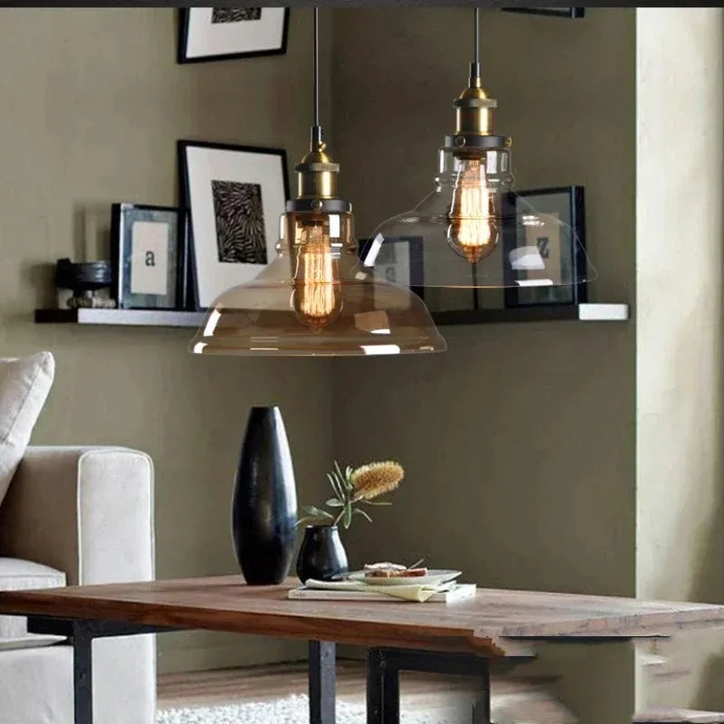 Indigo Pendant Light | Smoked Glass, Vintage Industrial Kitchen Island Lighting 6
