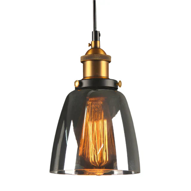 Indigo Pendant Light | Smoked Glass, Vintage Industrial Kitchen Island Lighting 9