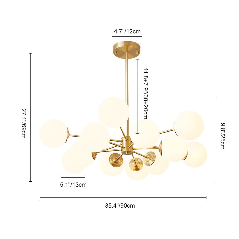 Opal Chandelier Light | Brass, Modern Two-Tier Design 4