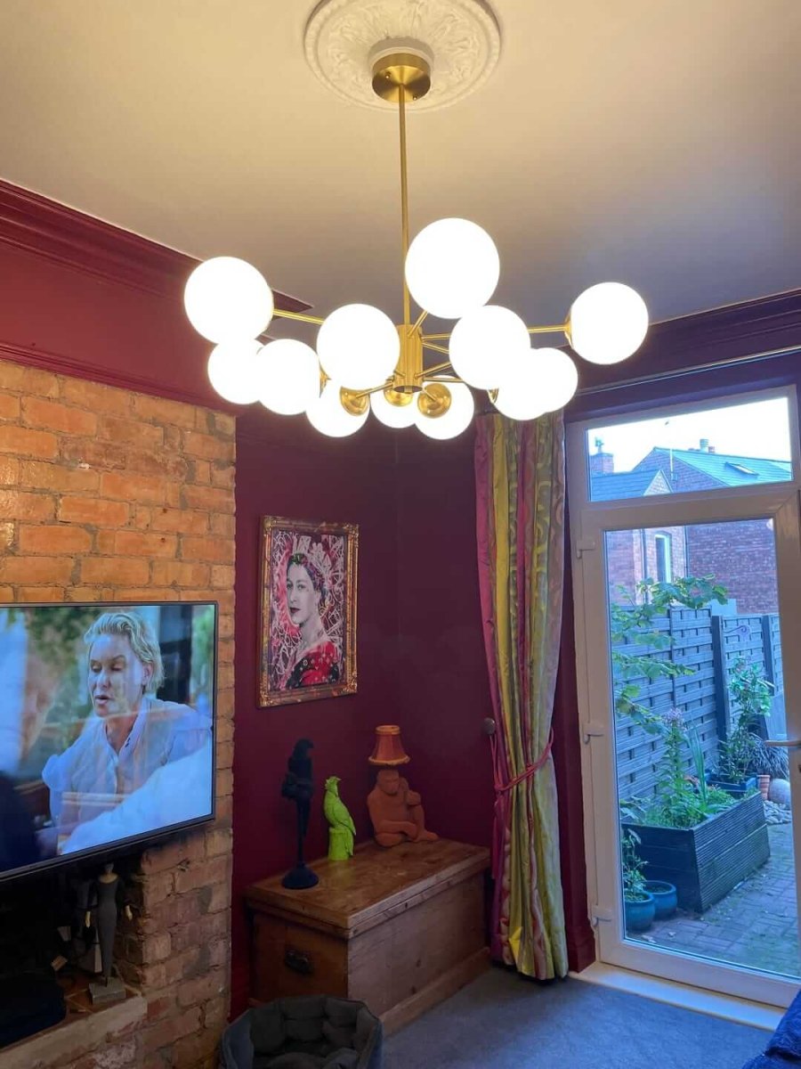 Opal Chandelier Light | Brass, Modern Two-Tier Design 7