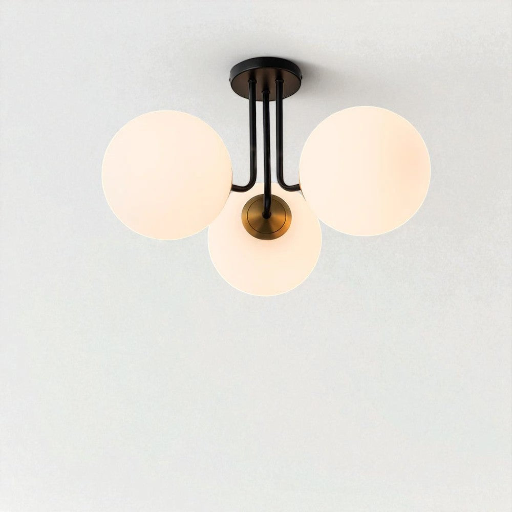Ophelia Gold Chandelier | Mid-Century Design, Frosted Glass Globes 7