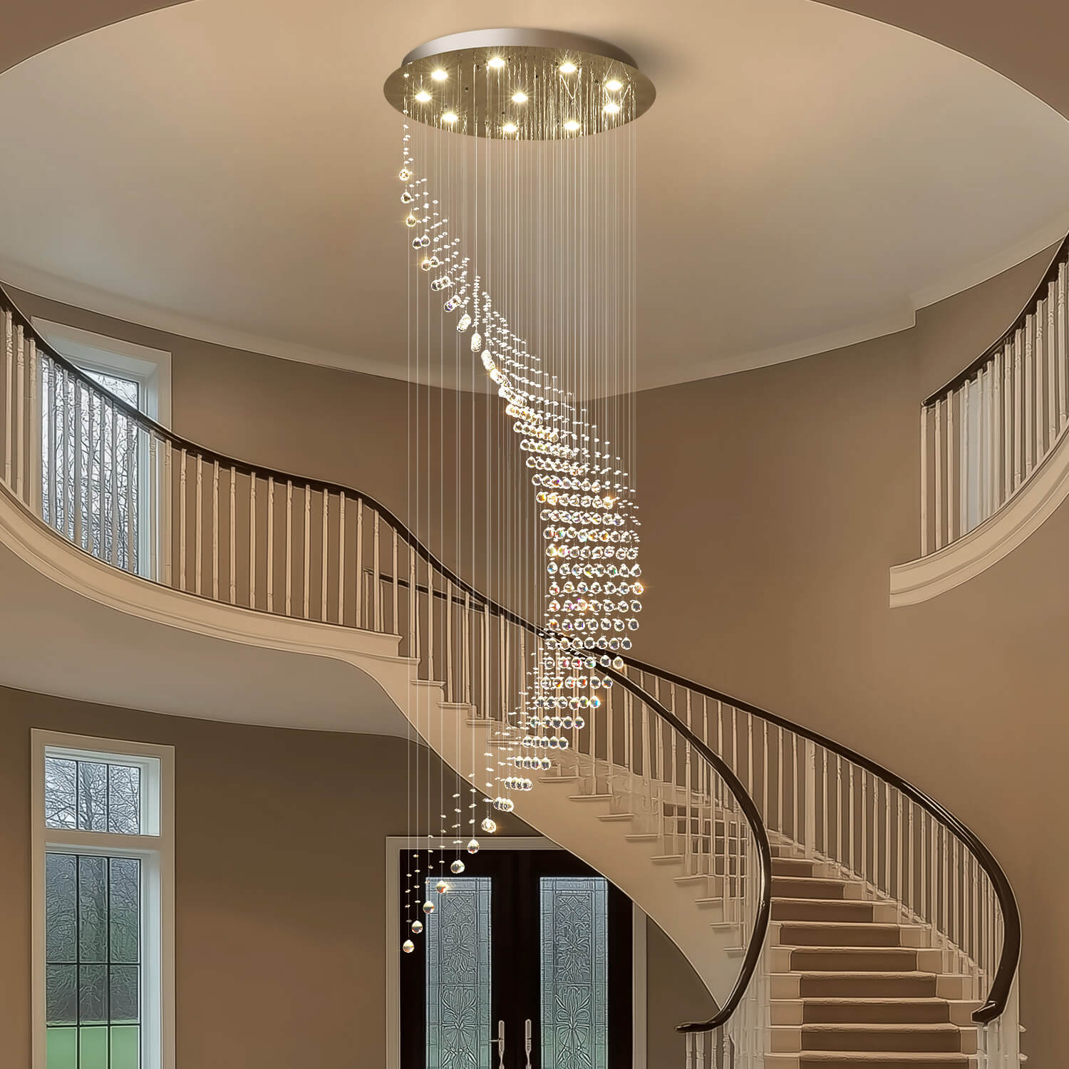 Orbitra Crystal Chandelier | Adjustable Height, Modern K9 Design 0