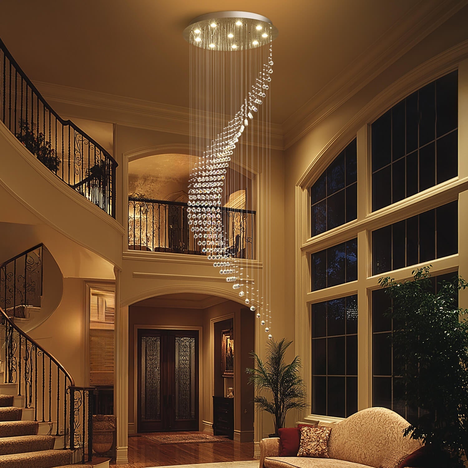 Orbitra Crystal Chandelier | Adjustable Height, Modern K9 Design 3