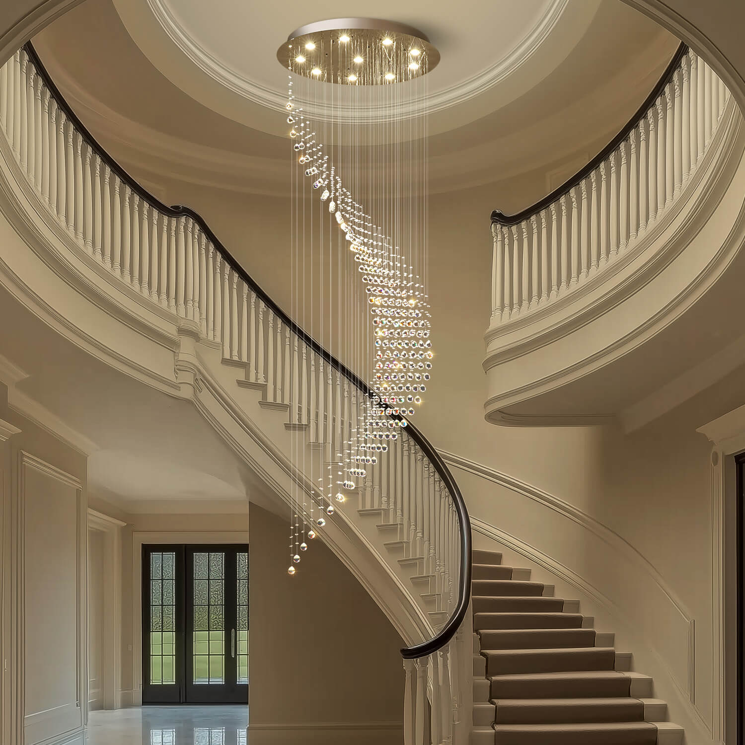 Orbitra Crystal Chandelier | Adjustable Height, Modern K9 Design 4