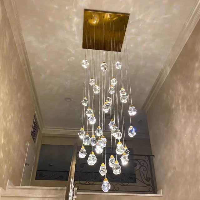 Riviera Crystal Chandelier | Elegant Diamond Cut Design, Cascading Pendants 1