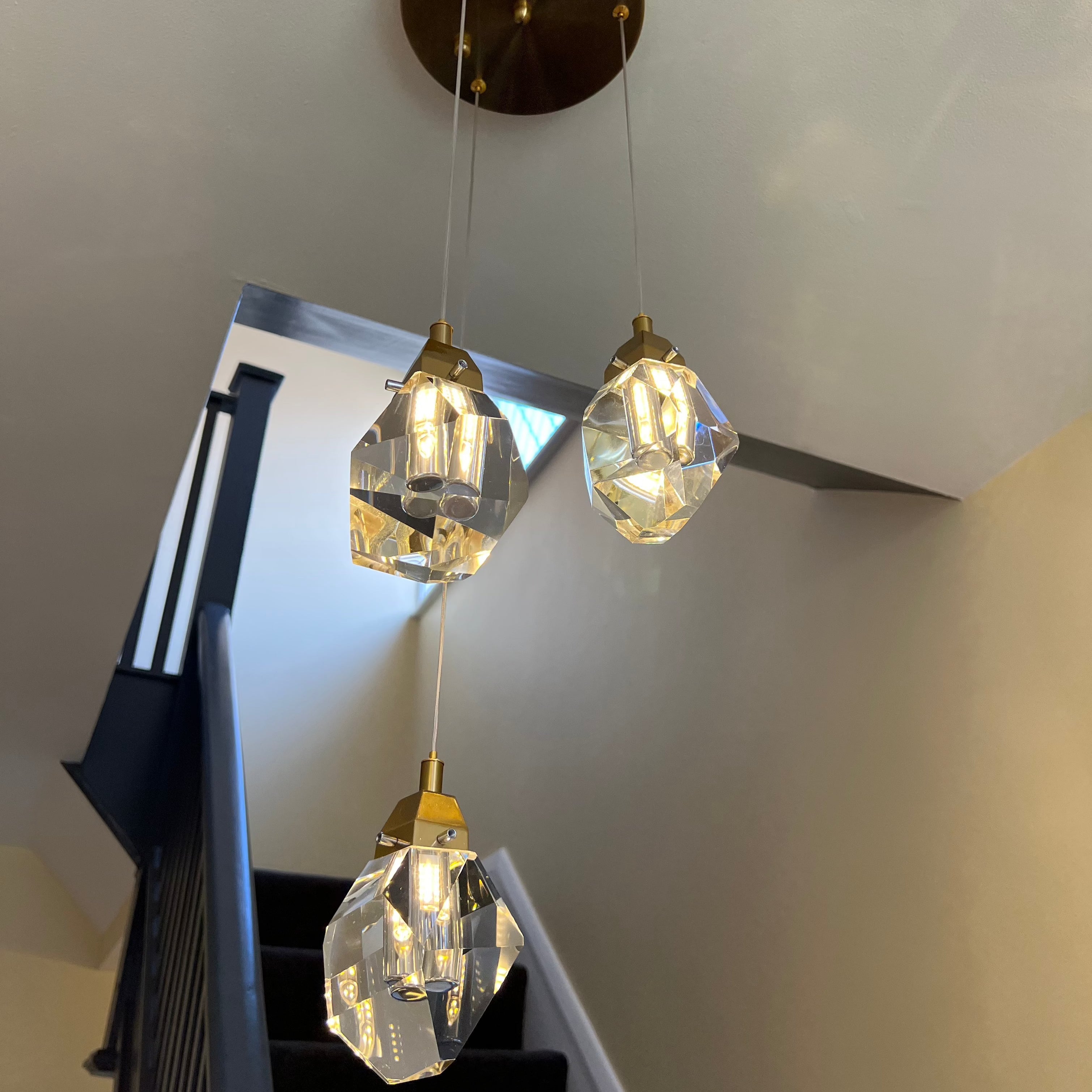 Riviera Crystal Chandelier | Elegant Diamond Cut Design, Cascading Pendants 3