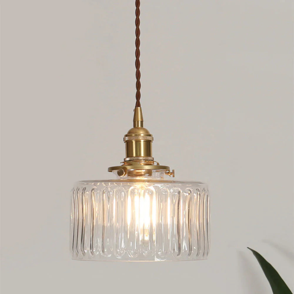 Vinta Pendant Light | Ribbed Glass, Gold Finish for Kitchen Island Lighting 10