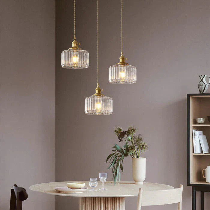 Vinta Pendant Light | Ribbed Glass, Gold Finish for Kitchen Island Lighting 7