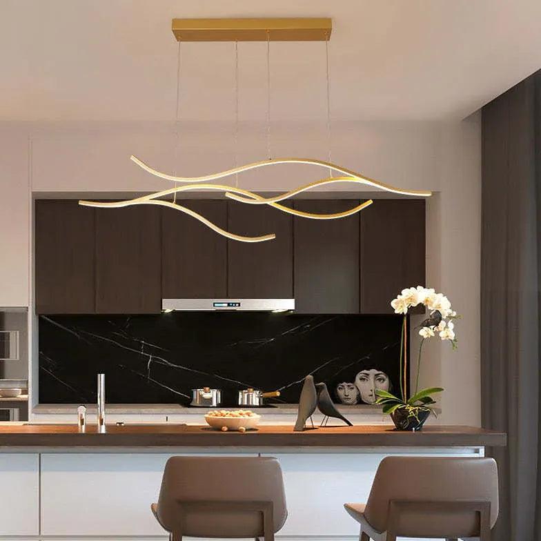 Waver Black Pendant Light | Dimmable Metal, Adjustable LED for Kitchen Island 3