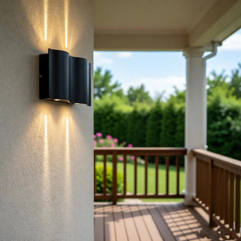Aluma Wave Outdoor Wall Light | Black Modern Design, IP65 Waterproof 3