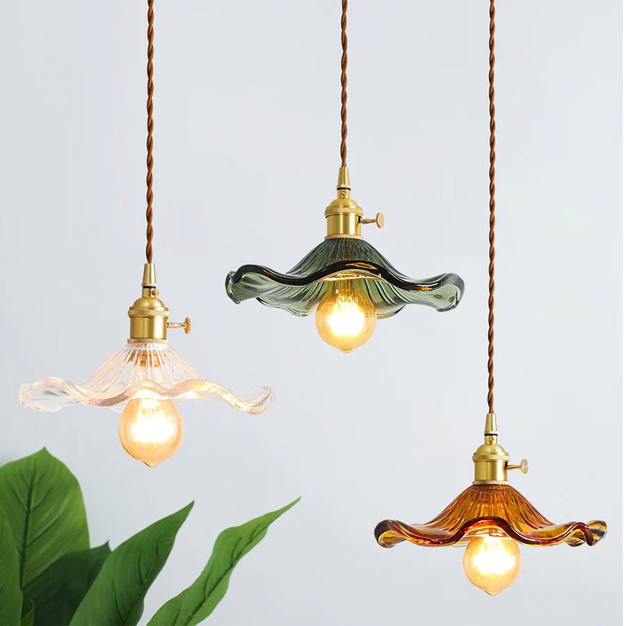 Amora Glass Pendant Light | Vintage Floral Design, Adjustable Hanging Fixture 2