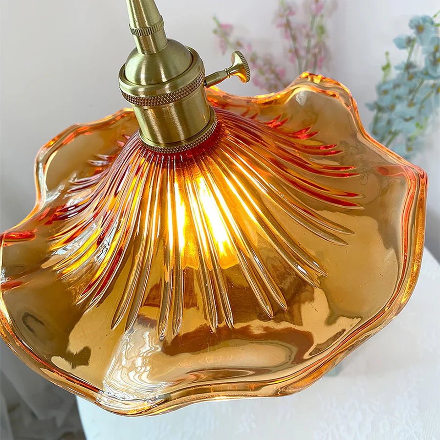 Amora Glass Pendant Light | Vintage Floral Design, Adjustable Hanging Fixture 4