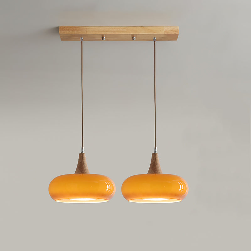 Chara Pendant Light | Amber Glass Shade, Metal Accent for Kitchen Island Lighting 11