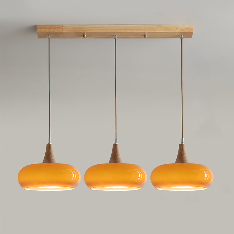 Chara Pendant Light | Amber Glass Shade, Metal Accent for Kitchen Island Lighting 12