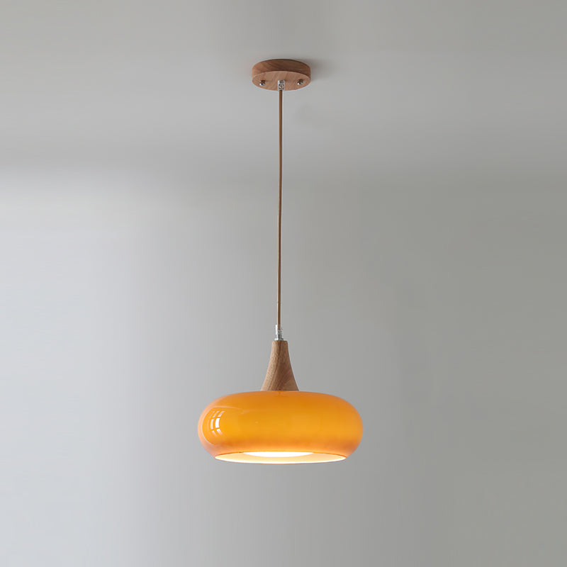Chara Pendant Light | Amber Glass Shade, Metal Accent for Kitchen Island Lighting 2