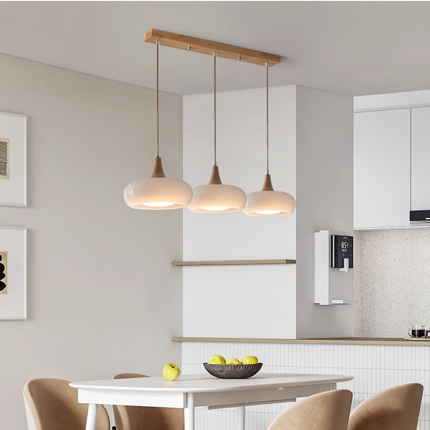 Chara Pendant Light | Amber Glass Shade, Metal Accent for Kitchen Island Lighting 5
