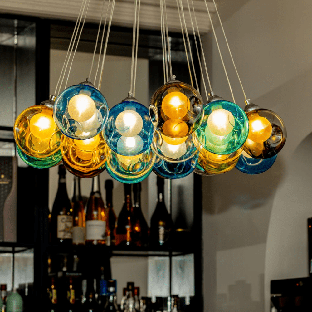 Clara Pendant Light | Multi-Color Glass Shades, Adjustable Height 2