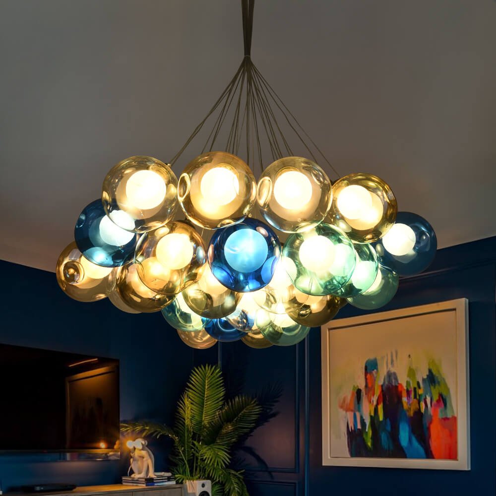 Clara Pendant Light | Multi-Color Glass Shades, Adjustable Height 8