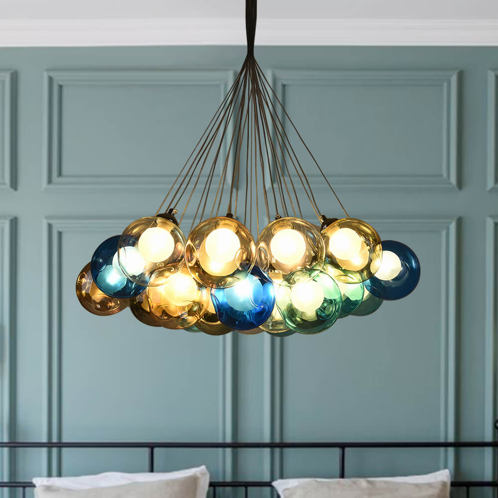 Clara Pendant Light | Multi-Color Glass Shades, Adjustable Height 9