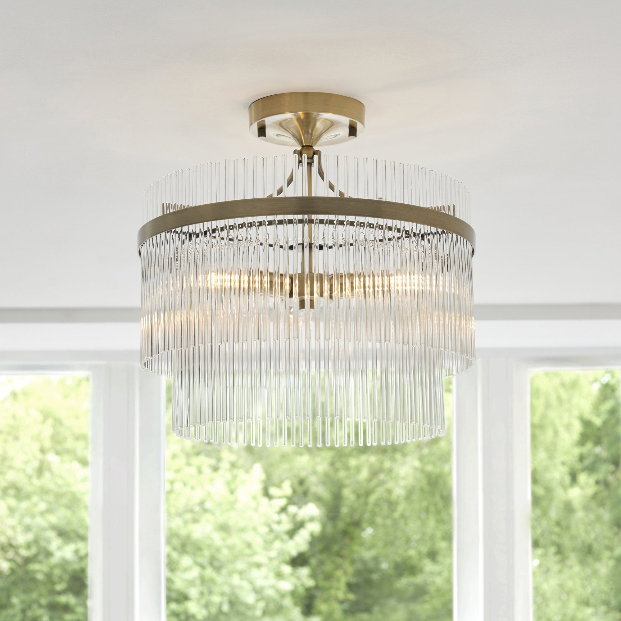 Elysian Marietta Light Fixture | Antique Brass, Clear Glass Flush Mount Ceiling Light 1