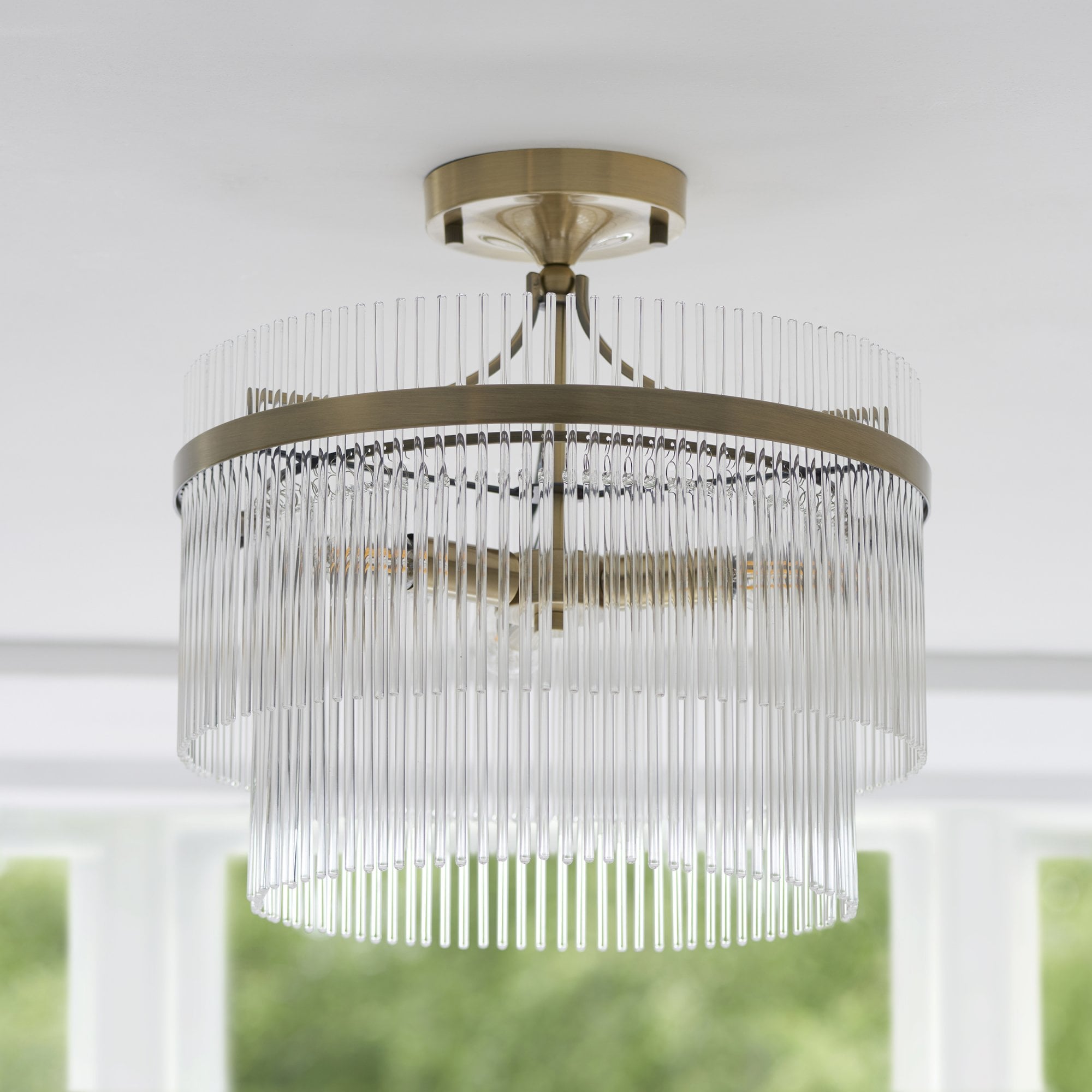 Elysian Marietta Light Fixture | Antique Brass, Clear Glass Flush Mount Ceiling Light 6