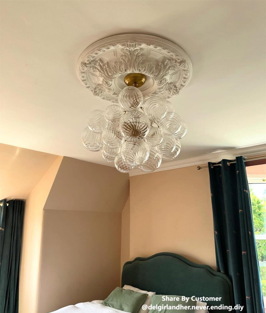 Glimmer Bubble Chandelier | Glass, Brass Finish for Dining Room 3