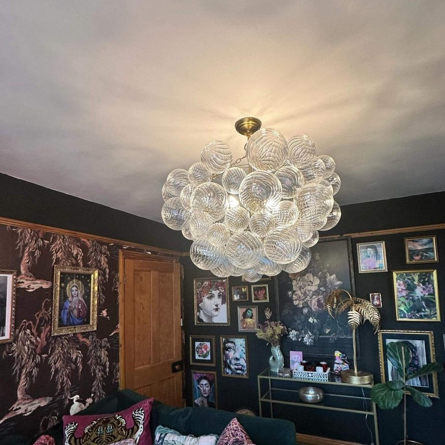 Glimmer Bubble Chandelier | Glass, Brass Finish for Dining Room 7