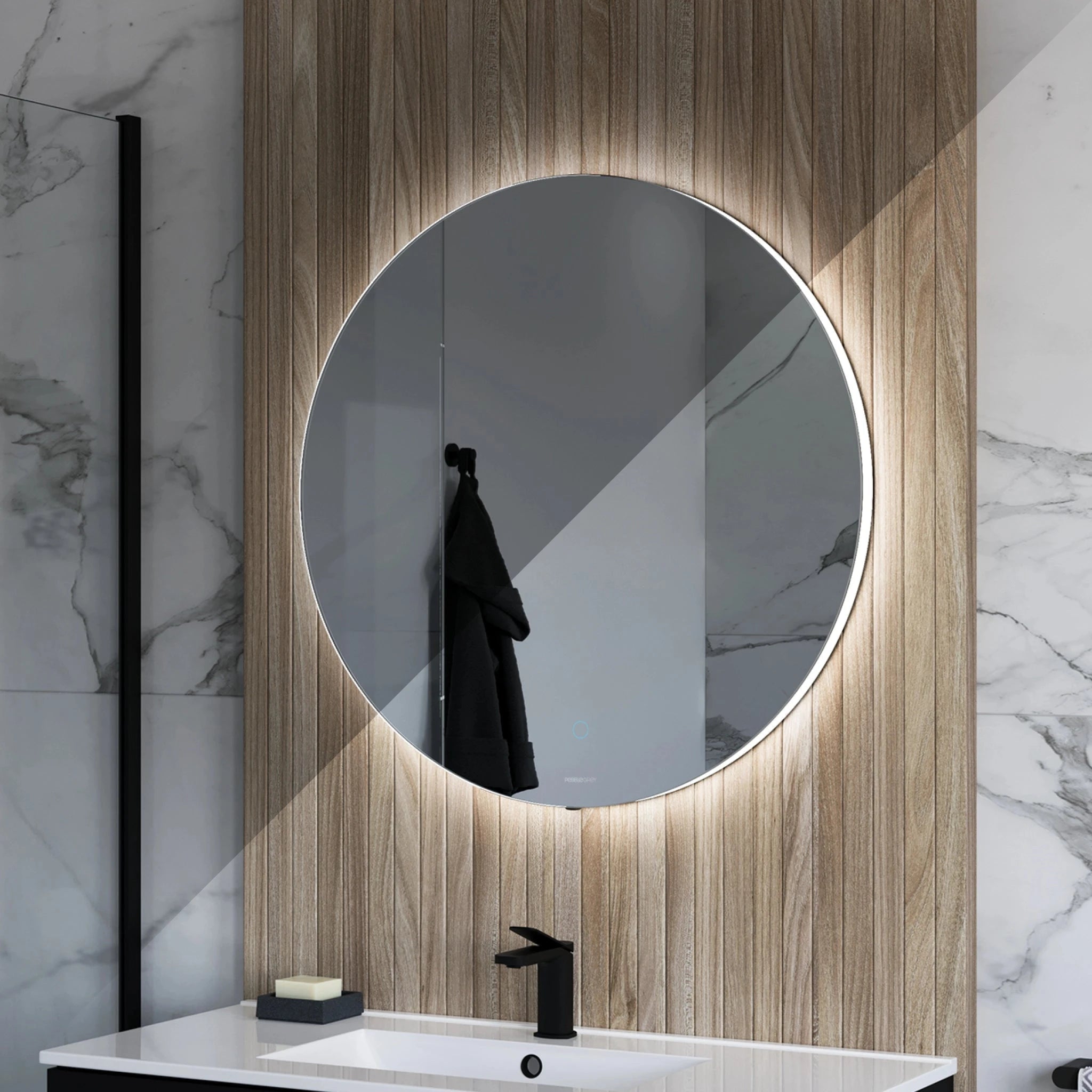 Halo LED Bathroom Mirror | Round, Backlit with Adjustable Lighting 4