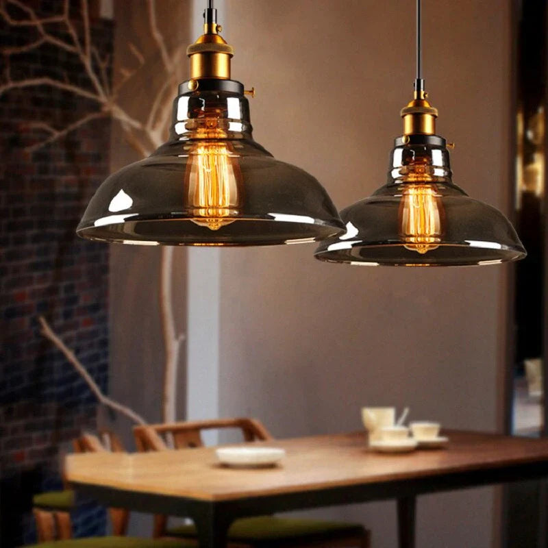 Indigo Pendant Light | Smoked Glass, Vintage Industrial Kitchen Island Lighting 4