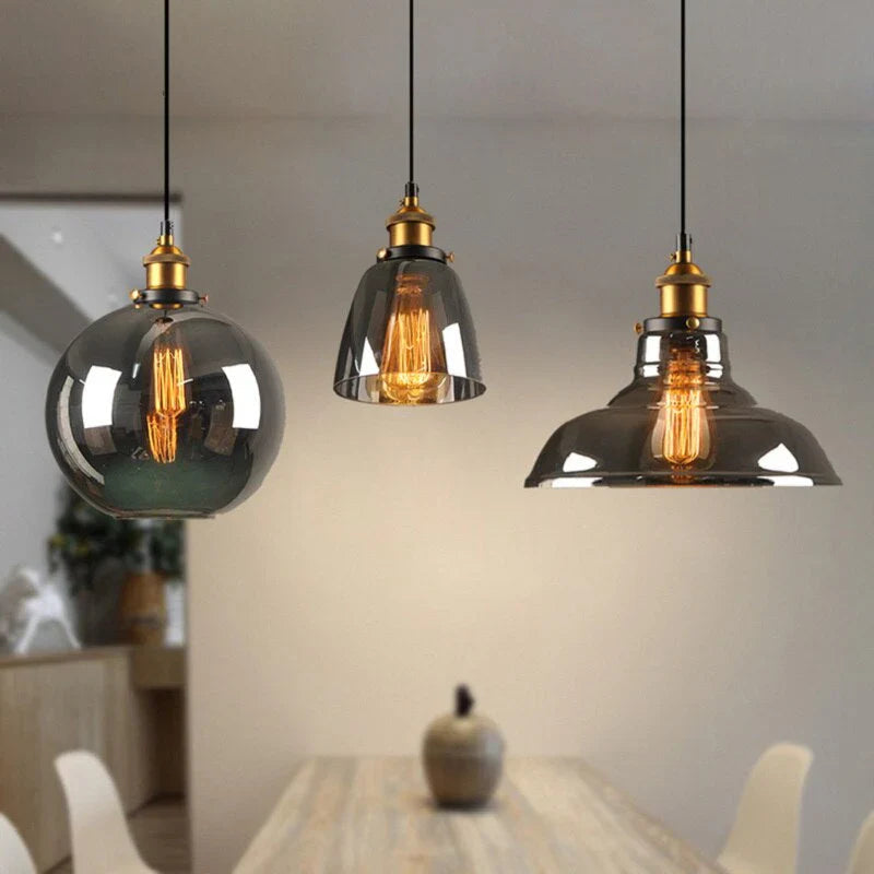 Indigo Pendant Light | Smoked Glass, Vintage Industrial Kitchen Island Lighting 5