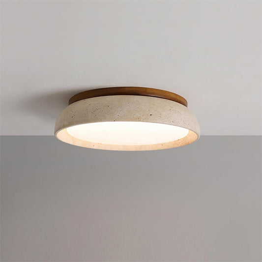 Kloris Flush Mount Ceiling Light | Natural Travertine, LED Fixture 0