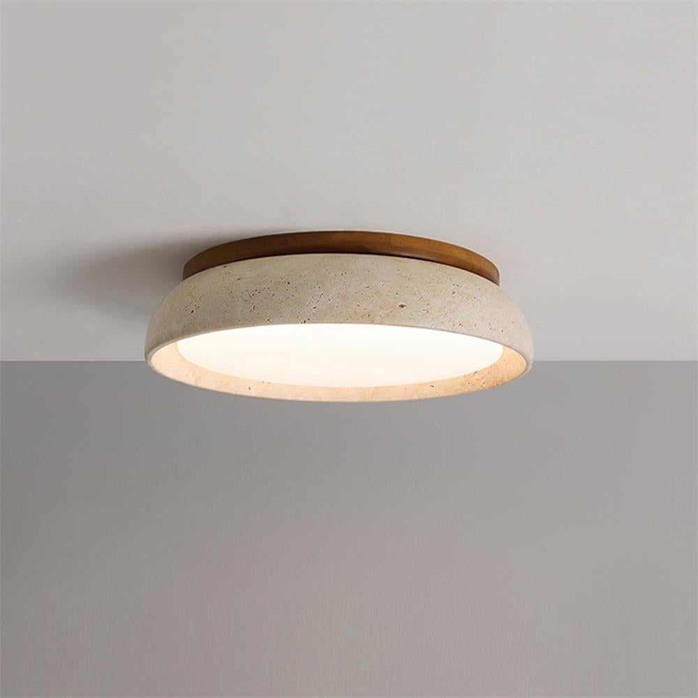 Kloris Flush Mount Ceiling Light | Natural Travertine, LED Fixture 8