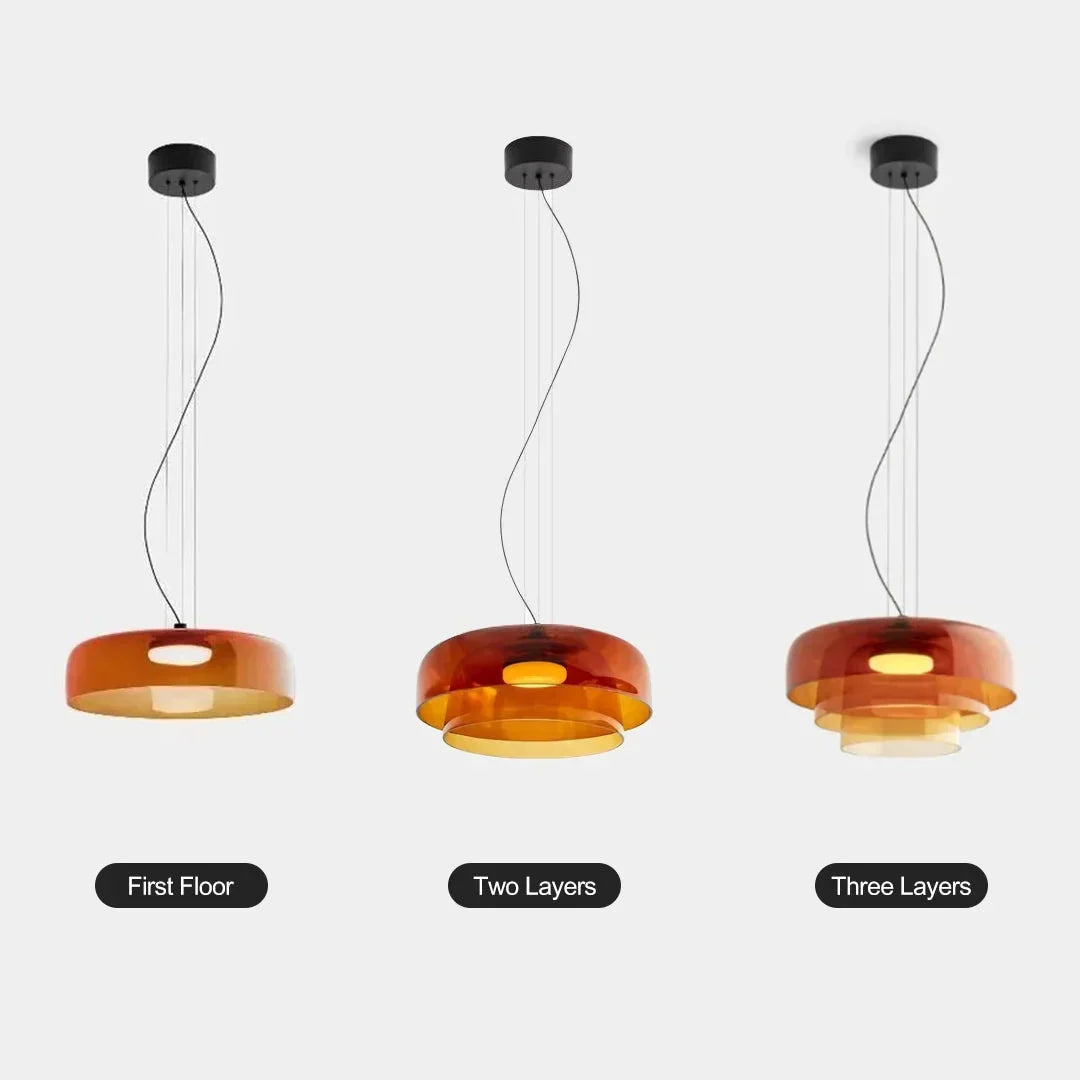 Mira Glass Pendant Light | Layered Shade, Retro-Style for Kitchen Island 5