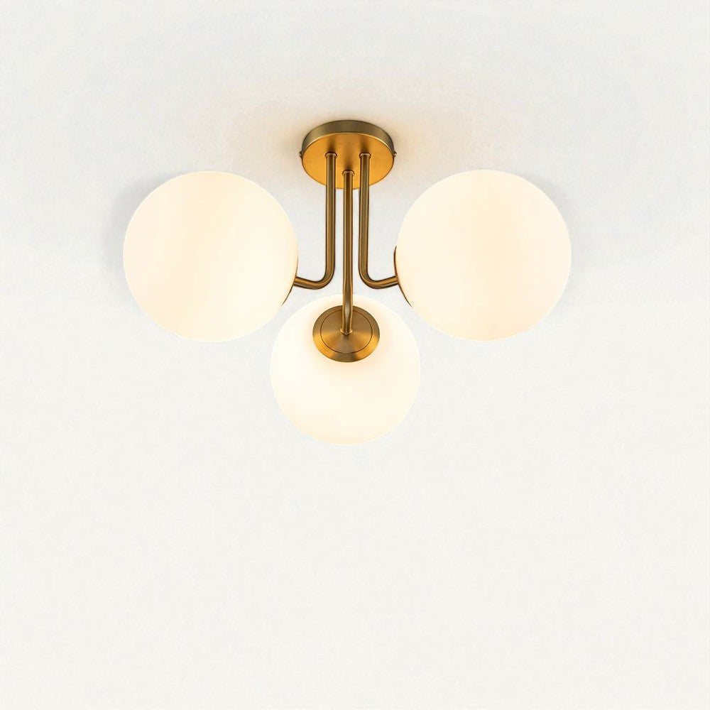 Ophelia Gold Chandelier | Mid-Century Design, Frosted Glass Globes 0